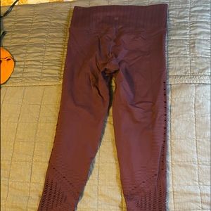 Athleta maroon tights with cut outs